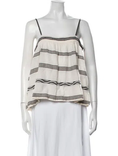 Pre-owned Lemlem Striped Square Neckline Top In Neutrals