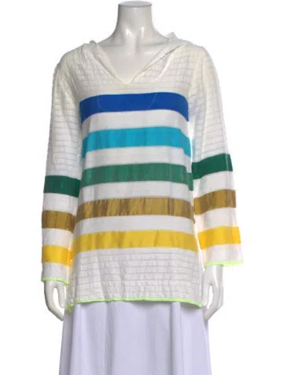 Pre-owned Lemlem Striped V-neck Top In White
