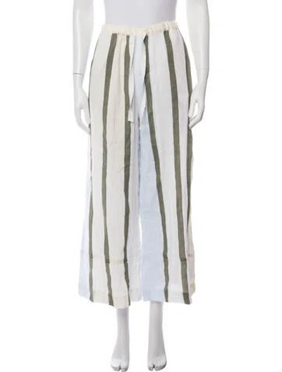 Pre-owned Lemlem Striped Wide Leg Pants In White