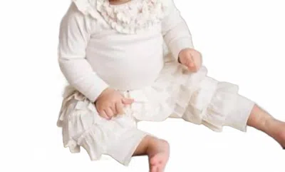 Lemon Loves Layette Kids' Newborn And Baby Girls Ella Pants In Eggnog Beige In White