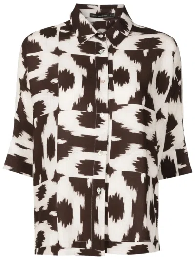 Lenny Niemeyer Cropped Wide Button-front Shirt In Brown