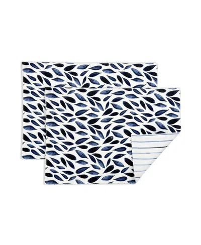 Lenox Bay Leaf Stripe Placemats, Set Of 2 In Blue