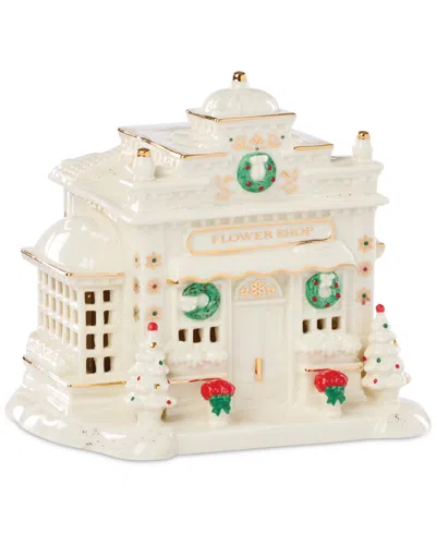 Lenox New For 2025!  Mistletoe Park Light-up Flower Shop Figurine In White