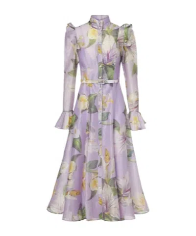 Leo Katrina Linen-blend Shirt Dress In Purple