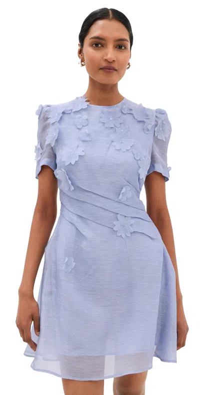 Leo Lin Elyse Petal Short Sleeve Mini Dress Periwinkle In Blue