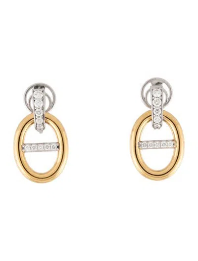 Pre-owned Leo Pizzo 18k Diamond Drop Earrings In Multicolor