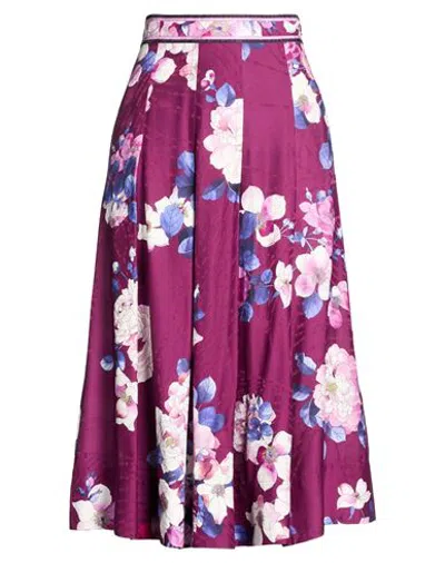 Leonard Paris Woman Midi Skirt Plum Size 10 Viscose, Silk In Purple