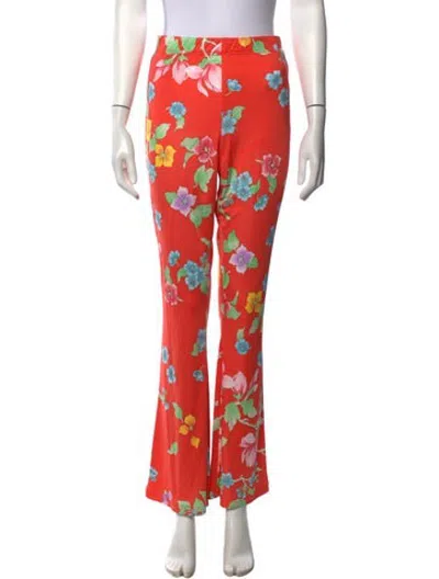 Pre-owned Leonard Silk Flared Pants In Orange