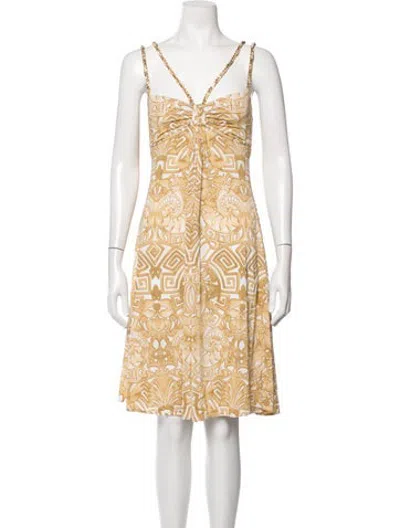 Pre-owned Les Copains Printed Midi Length Dress In Gold/neutrals
