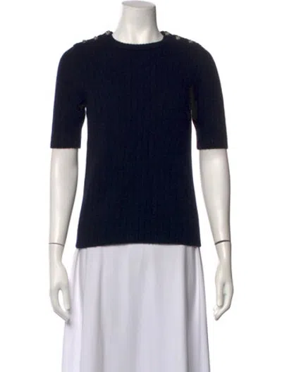 Pre-owned Les Copains Wool Crew Neck Sweater In Black