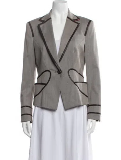 Pre-owned Les Copains Wool Tweed Pattern Blazer In Grey