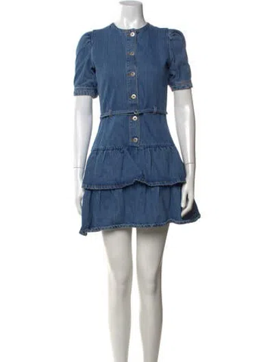 Pre-owned Les Coyotes De Paris Crew Neck Mini Dress In Blue