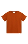 Les Deux Logo Embroidered Recycled Cotton Blend T-shirt In Terracotta/ Court Orange