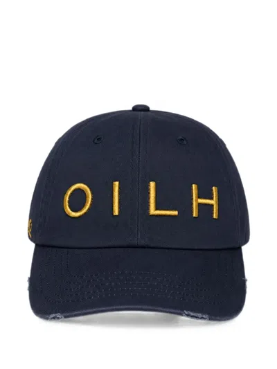 Les Héritiers Logo-embroidered Distressed Baseball Cap In Black