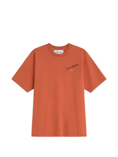 Les Héritiers Logo-print Cotton T-shirt In Orange
