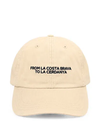 Les Héritiers Slogan-embroidered Cotton Cap In Neutral