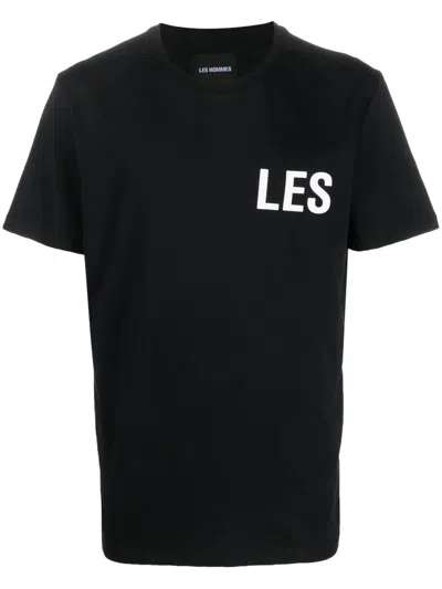 Les Hommes Logo-print Short-sleeve T-shirt In Black