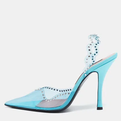 Pre-owned Les Petits Joueurs Size 41 Transparent/teal Pvc Slingback Pumps