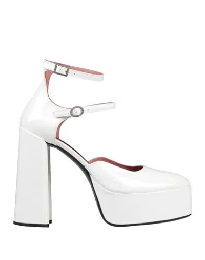 Les Petits Joueurs Woman Pumps White Size 7 Leather In Multi