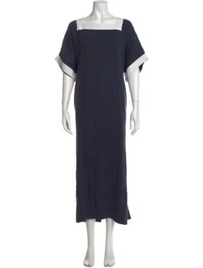 Pre-owned Les Vacances D'irina Linen Long Dress In Blue