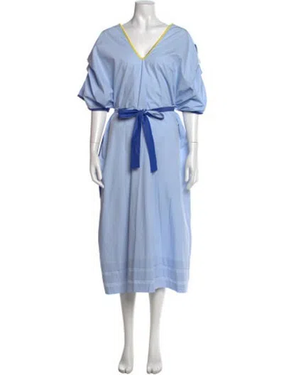 Pre-owned Les Vacances D'irina V-neck Long Dress In Blue