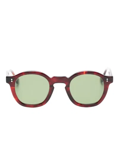 Lesca Mose Mottled Round-frame Sunglasses In Brown