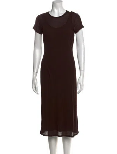 Pre-owned Leset Crew Neck Midi Length Dress W/ Tags In Brown