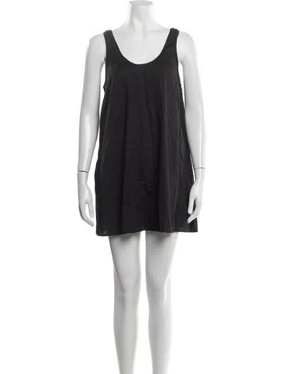 Pre-owned Leset Scoop Neck Mini Dress In Black