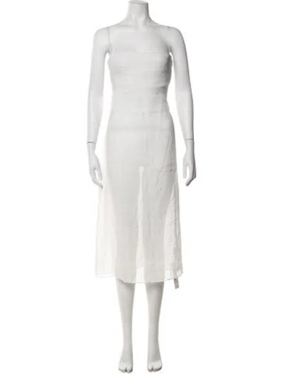 Pre-owned Leset Strapless Midi Length Dress In White