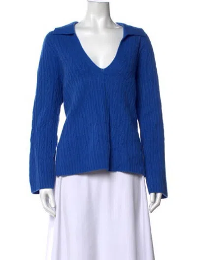 Pre-owned Leset Wool V-neck Sweater W/ Tags In Blue