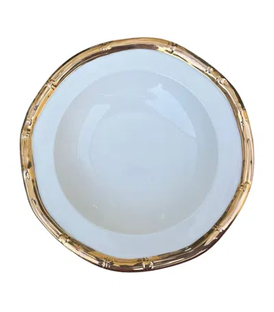 Les-ottomans Ceramic Bamboo Bowl In Blue