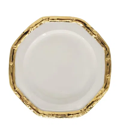 Les-ottomans Ceramic Bamboo Salad Plate In White