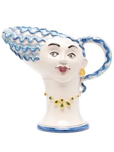 Les-ottomans Hand-painted Ceramic Vase (0.9l) In Neutrals