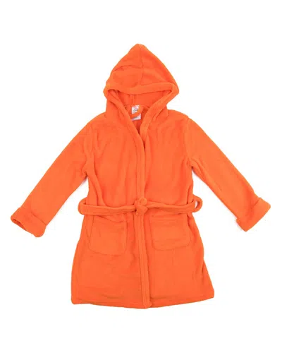 Leveret Fleece Hooded Robe In Orange
