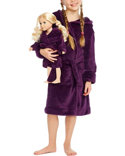 Leveret Fleece Hooded Robe In Purple