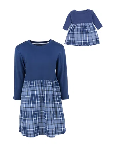 Leveret Matching Girls & Doll Dress In Blue
