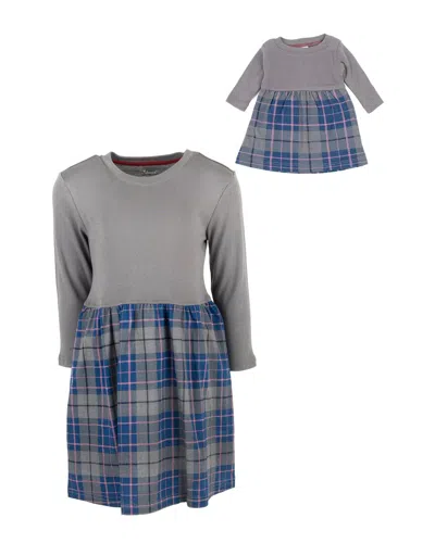 Leveret Matching Girls & Doll Dress In Grey
