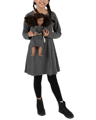 Leveret Matching Girls & Doll Dress In Grey