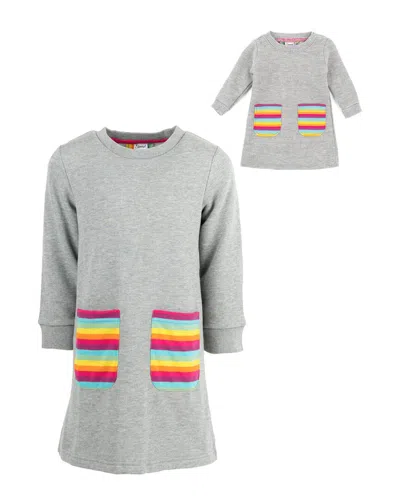 Leveret Matching Girls & Doll Dress In Grey