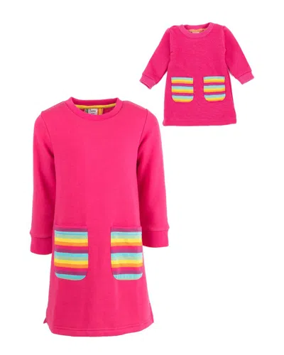 Leveret Matching Girls & Doll Dress In Pink