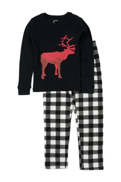 Leveret Kids'  Reindeer 2-piece Pajama Set In Multi