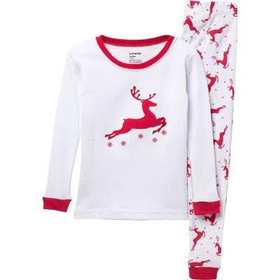 Leveret Kids'  Reindeer Pajama Set In Multi