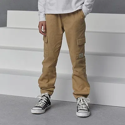 Levi 's Big Kid Boys Adjustable Waist Drawstring Waist Cuffed Cargo Pant In Brown