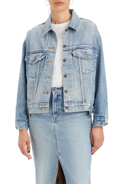 Levi's 90s Repaired Denim Trucker Jacket In Blue