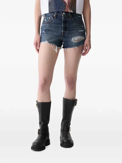 Levi's 501 Distressed-effect Denim Shorts In Blue