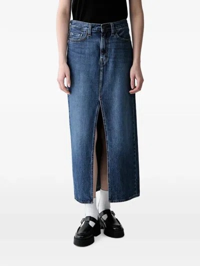 Levi's Front-slit Denim Maxi Skirt In Blue