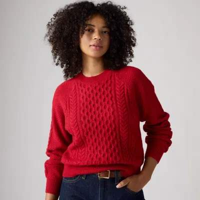 Levi's Jolie Cable Crewneck Sweater In Red