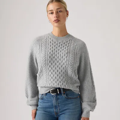 Levi's Jolie Cable Crewneck Sweater In Gray