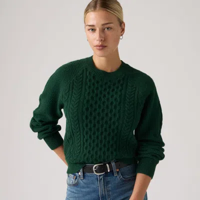 Levi's Jolie Cable Crewneck Sweater In Green