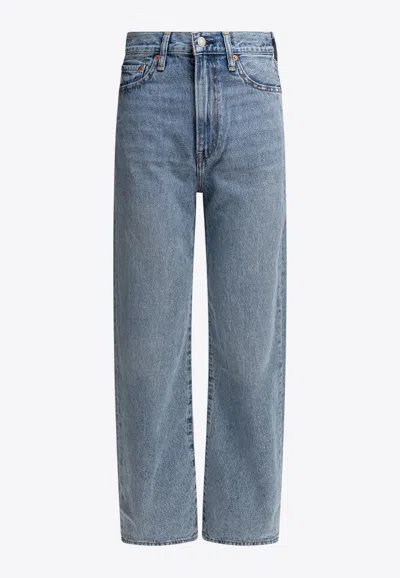 Levi's Ribcage Wide-leg Jeans With Logo-patch In Blue